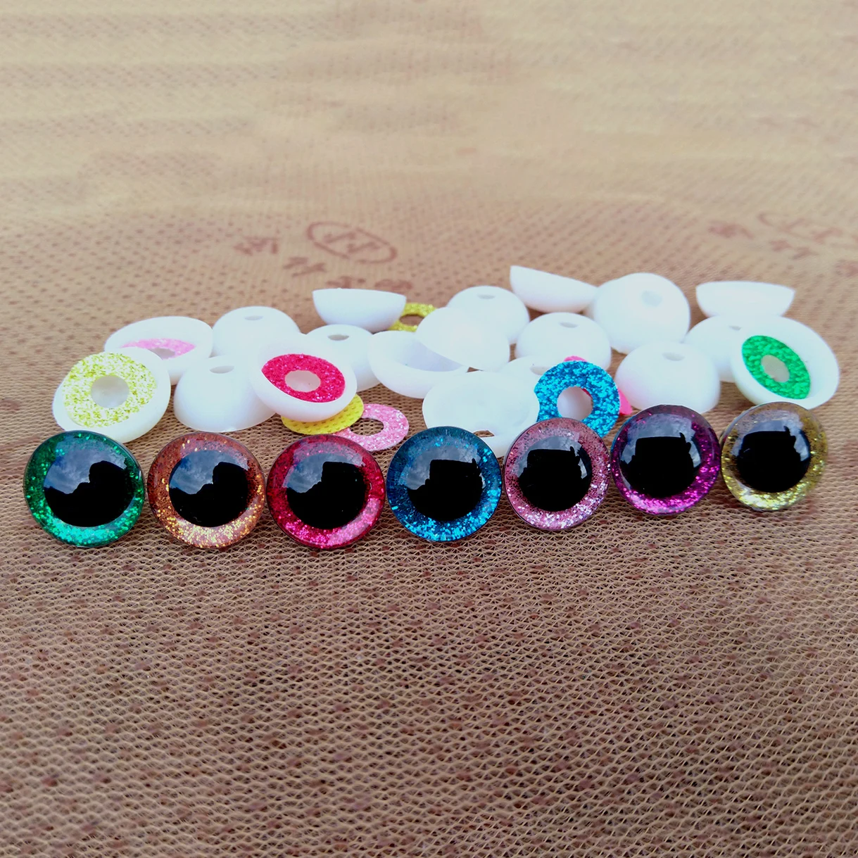 20pcs Big Plastic Safty Glitter Eyes For Toys Soft Animal DIY Doll Eye Toy Glass Clear 3D 9/10/12/14/16mm Fabric
