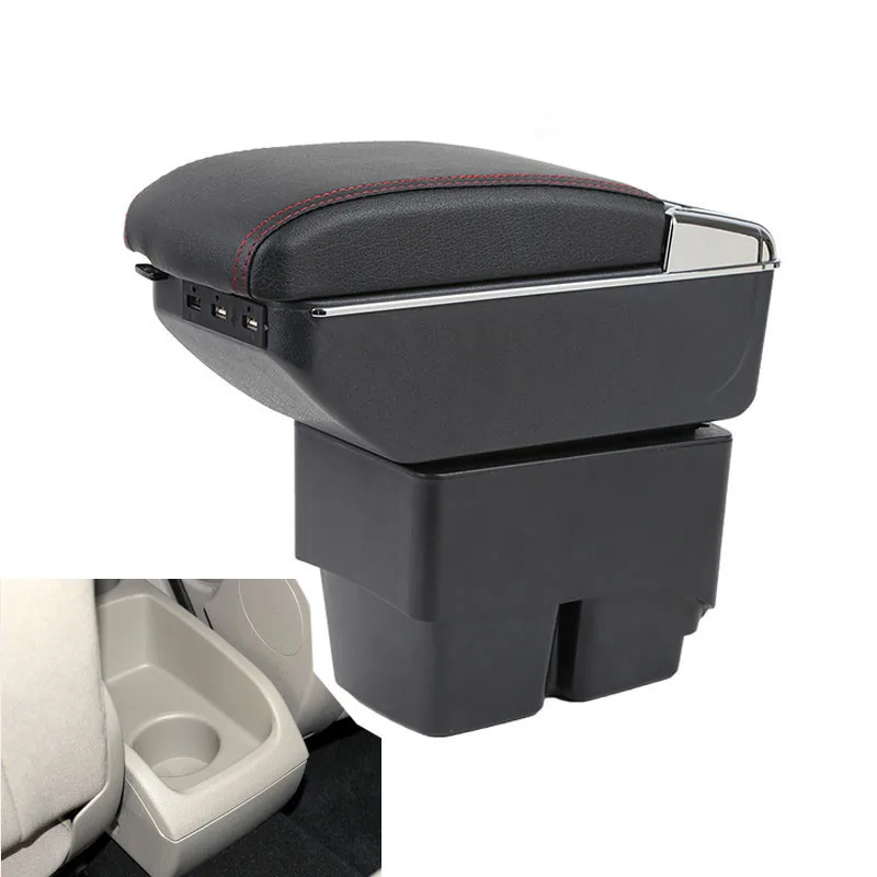 Center Console Storage Box Leather Dual Layer Armrest Arm Rest For Ford Fiesta 2009-2017 2010 2011 2012 2013 2014 2015 2016 | Автомобили и