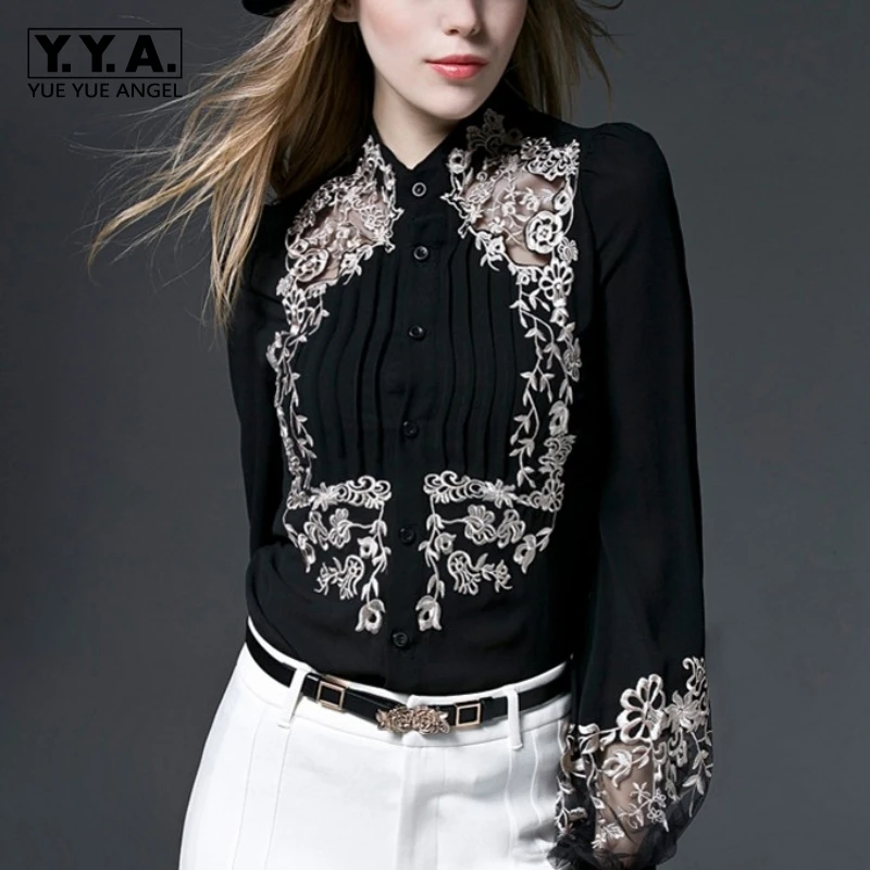 Новинка 2020 офисные женские блузки винтажные рубашки с вышивкой элегантные