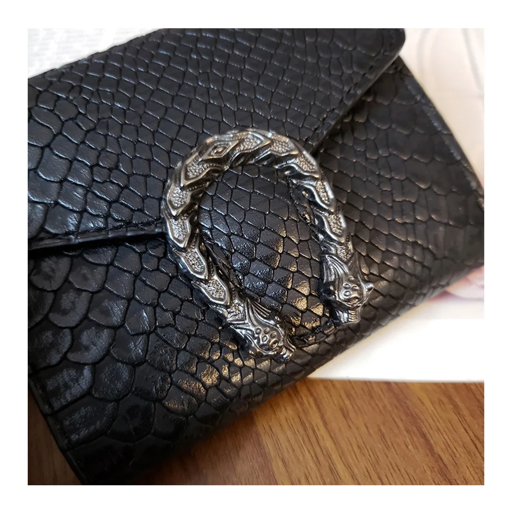 Women's short wallet retro wild wallet women's Snake pattern buckle wallet simple fashion ladies clutch Free shipping