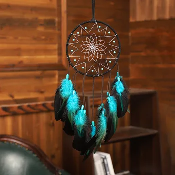 

Blue Color DreamCatcher With LED light Folk Style Wind Chimes Room Decoration Dream Catcher Photo Props Balcony Decor Best Gifts