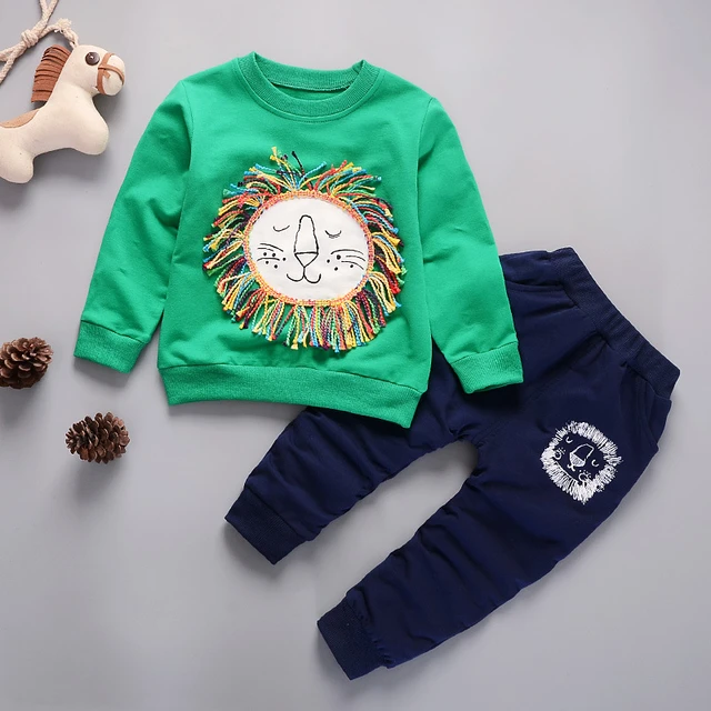 Fashion Children Clothing Spring Autumn Baby Girl Clothes Set Boys Cotton Jacket Pants 2 Pieces Toddler Costume Kids Tracksuits JG shizi F Green