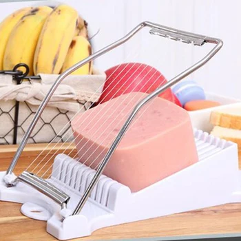 

Stainless Steel Luncheon Meat Slicer Egg Fruit Sushi Soft Food Canned Meat Cutter with 10 Cutting Wire White