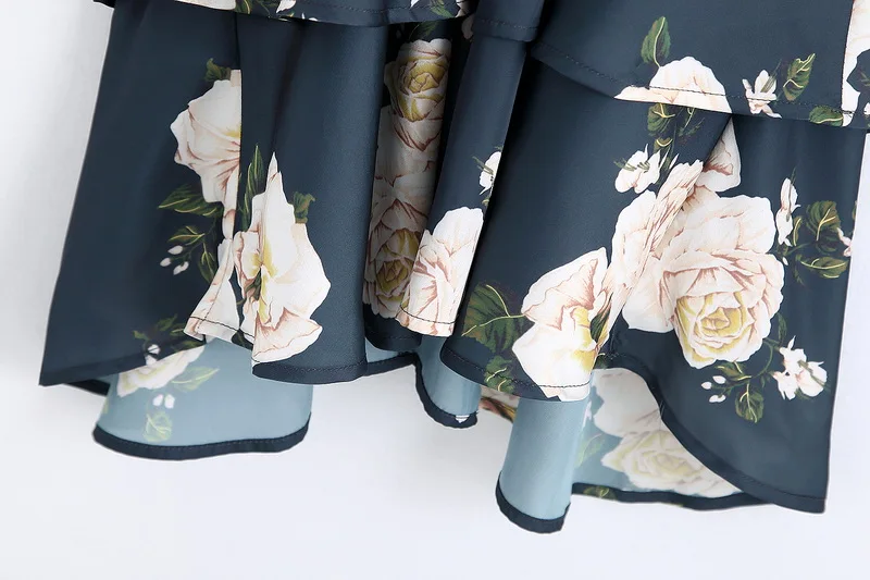Винтажное женское Цветочное платье Весна Новая мода принты современные дамские Каскадные мини платья кимоно Feminino Vestidos