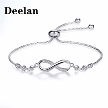 Deelan, браслеты с брелоками для женщин, со знаком бесконечности Фианит, циркон, Кристалл ювелирные изделия для девочек модные регулируемые Браслеты подарок ювелирные изделия