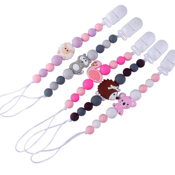 

Baby Pacifier Clip Chain Wood Silicone Cute Sheep Bear Animal Beads Pacifier Chain Chew Baby Teether Toys Dummy Nipple Holder
