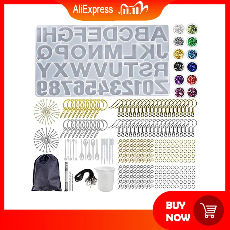 

Earrings Alphabet Crystal Epoxy Resin Molds Kit Letter Number Keychain Pendant Silicone Mould DIY Crafts Jewelry Making Tools