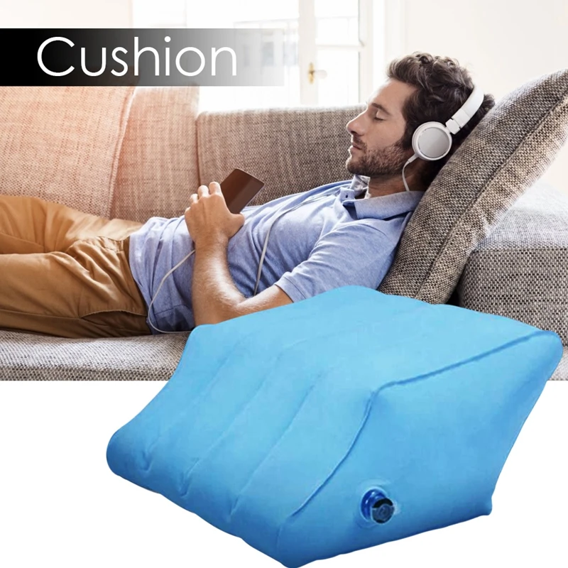 Inflatable Pillow Wedge Foot Rest Portable Travel Car Leg Pillow Raiser Cushion Air Pump Sleeping Elder Footrest