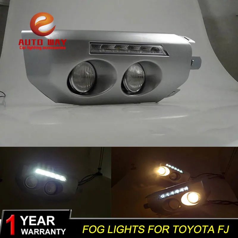  Free shipping  12V 6000k LED DRL Daytime running light case for Toyota FJ cruiser Fog lamp frame Fo - 32705653133