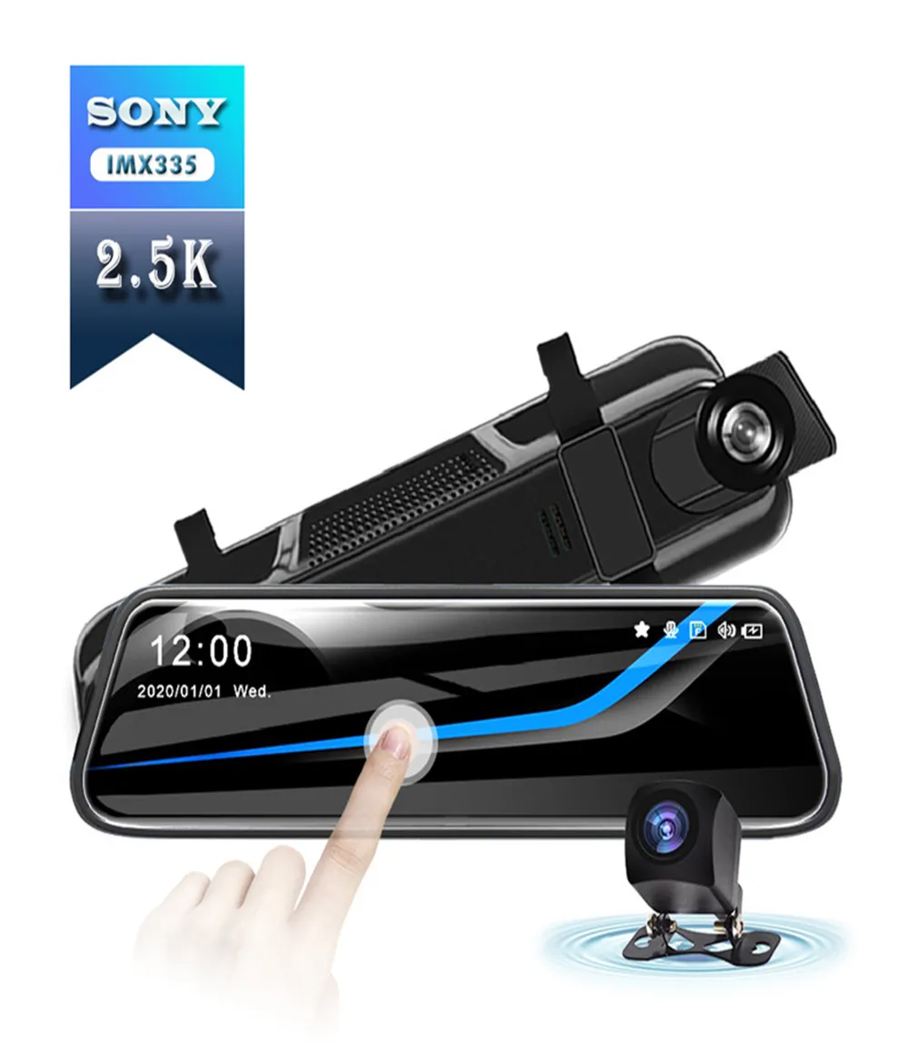 

10" 2.5K full touch screen HD1440P dual-lens car DVR with night vision waterproof reverse parking monitoring rearview mirror