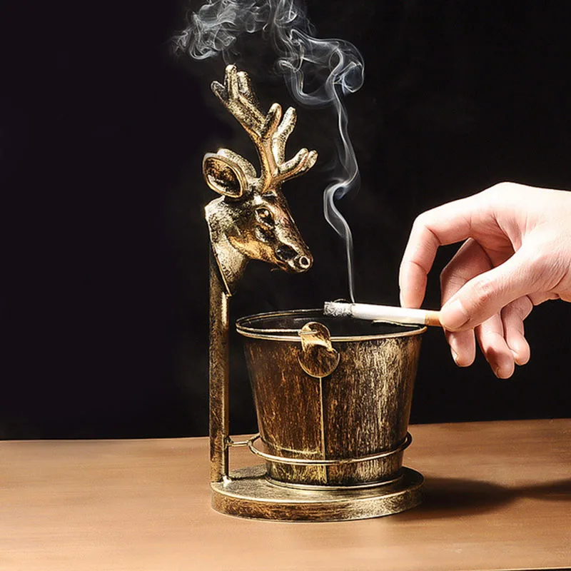 Retro Creative Faucet Bucket Ashtray Iron Crafts Ash Tray Smoking Cigarette Holder for Living Room Bar Home Decor