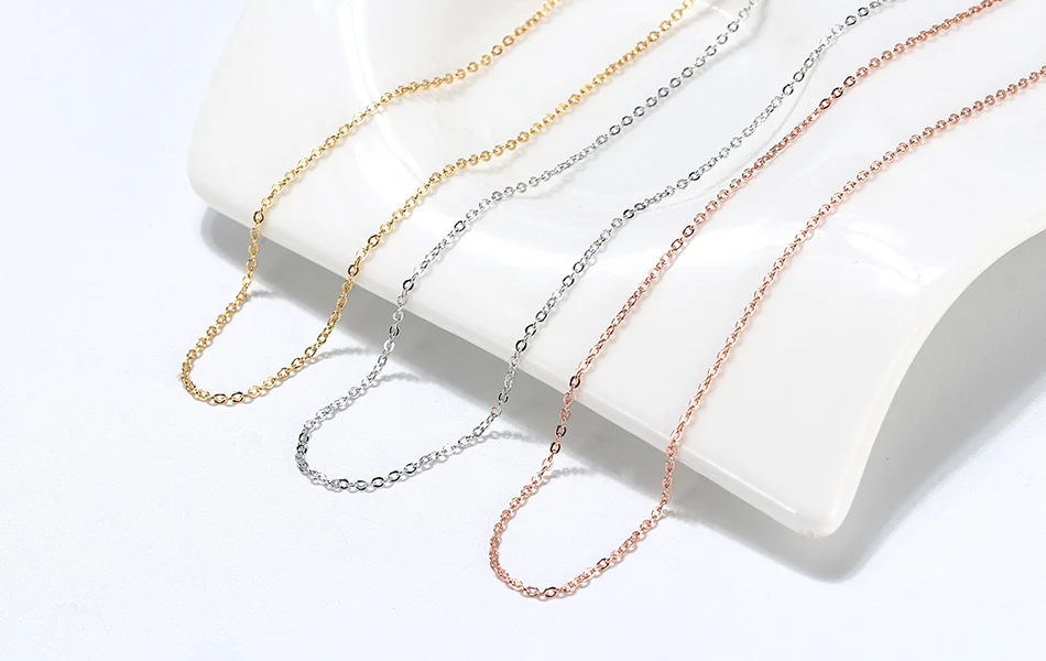 925 Sterling Silver Rose Gold 1mm Cable Chain Necklace