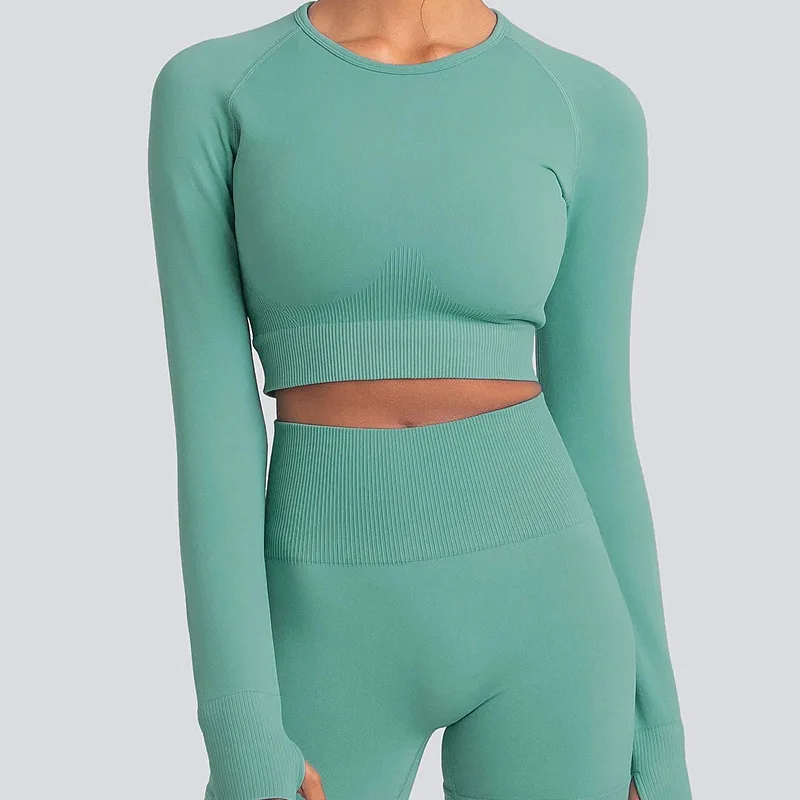 

Women Seamless Tracksuit Yoga Set High Waist Sport Leggings Full Sleeve Top Fitness Gym Outfits Workout Sports Suits