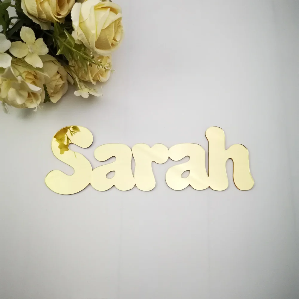 Personalized mirror goldsilver Name sign Baby Child Family Script Nursery Wall Decor,Custom Children Name sign Decor Letters (2)