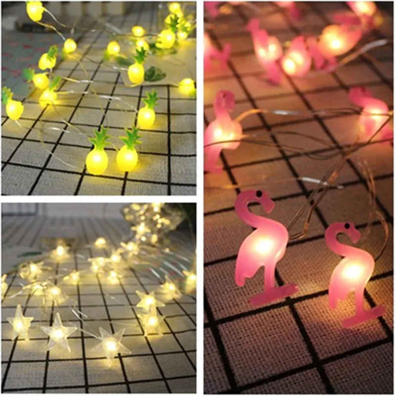 

Copper wire string led decorative light flamingo fruit bedroom decoration lamp string hanging lamp small lantern