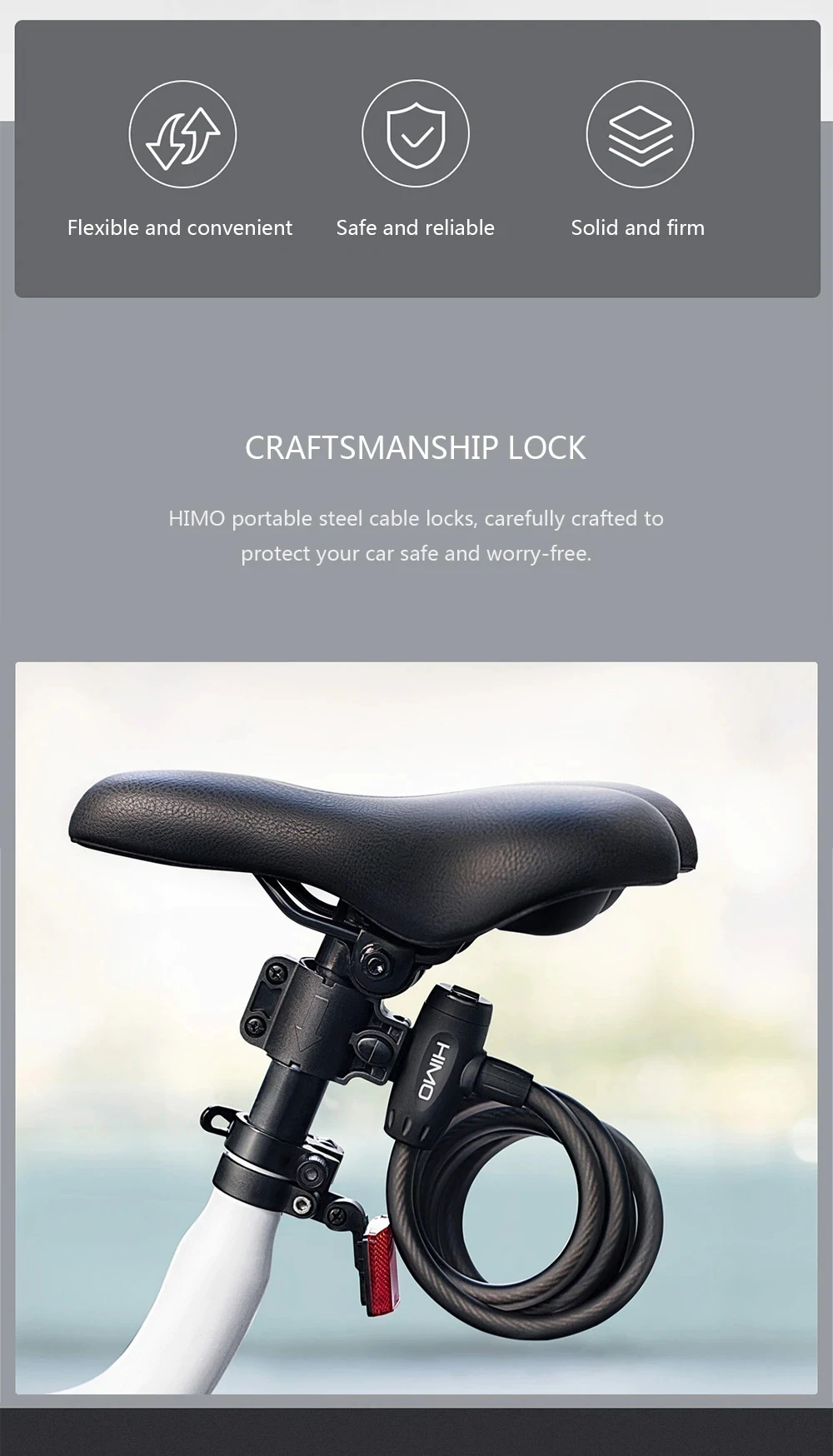 Горячий Xiaomi Mijia HIMO L150 велосипедный замок портативный складной трос велосипедный замок электрический велосипедный замок блокировщик Противоугонный кабель 150 см