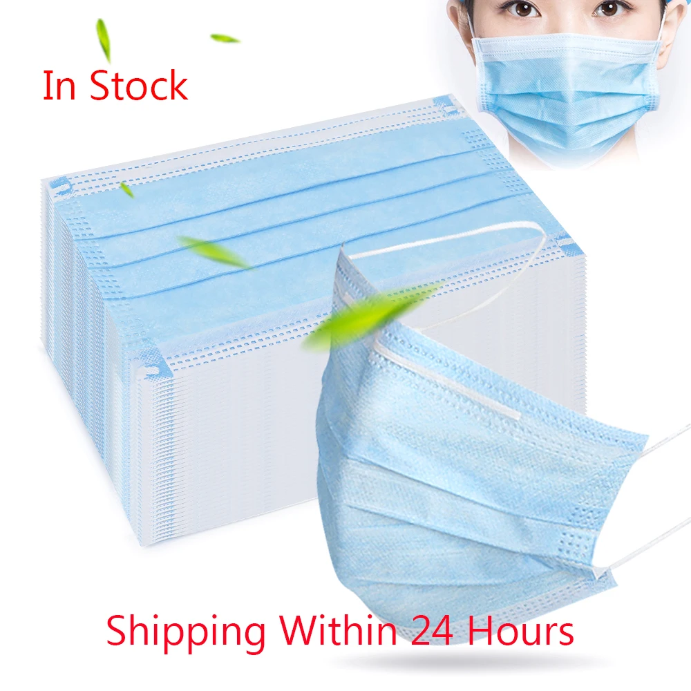 

100PCS Disposable Protective Mask 3 Layers Dustproof Facial Protective Cover Masks Prevent Bacteria Anti-virus Masks Face Mask