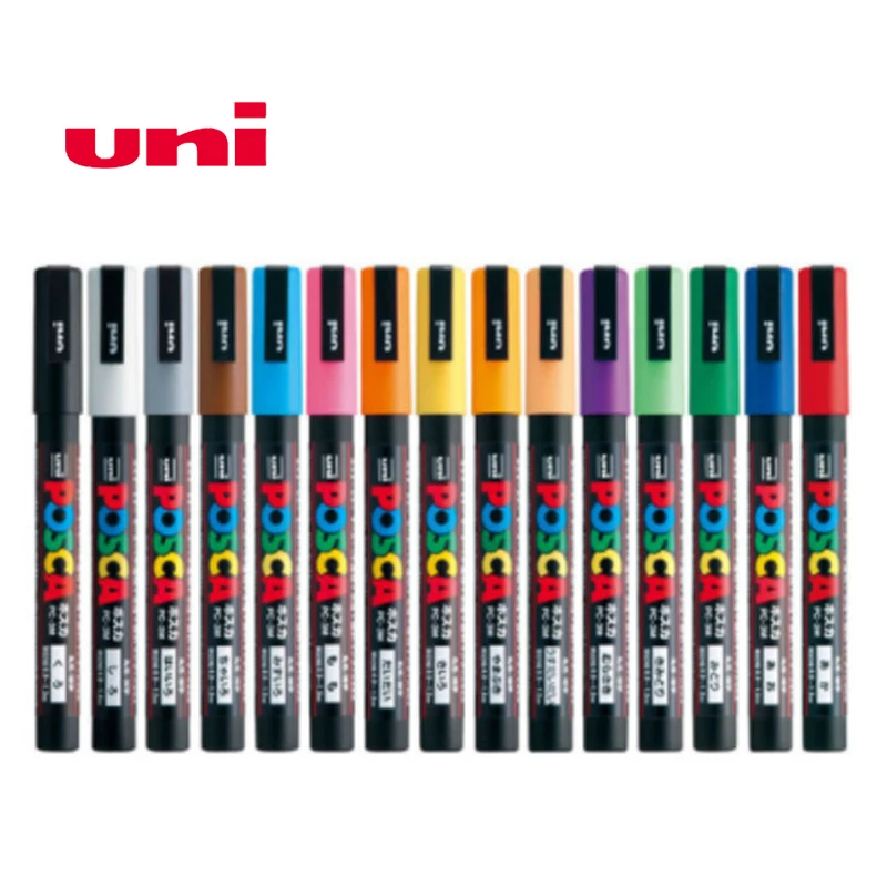 6 шт., Uni PC-3M etudiant peinture affiche publicitate stylo fin mot filigrane marqueur tête ronde affiche stylo