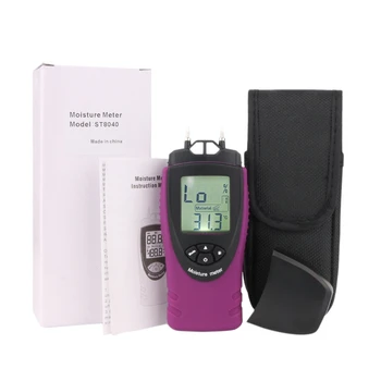 

St8040 Professional Wood Moisture Meter Large Lcd Display With Backlight Temperature