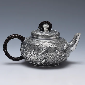 

Distressed silver pot sterling silver 999 handmade silver teapot sterling silver teapot tea set set teapot