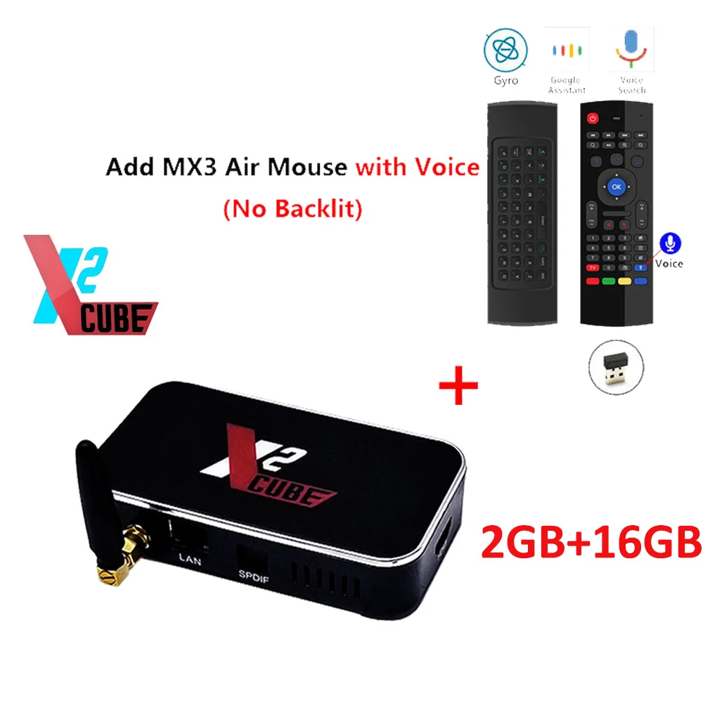 CUBE ADD MX3 mic X2 Cube Smart tv Box Android 9,0 Amlogic S905X2 2 Гб DDR4 16 Гб rom телеприставка 2,4G/5G WiFi LAN 1000M Bluetooth 4K Android tv box - Цвет: CUBE ADD MX3 mic