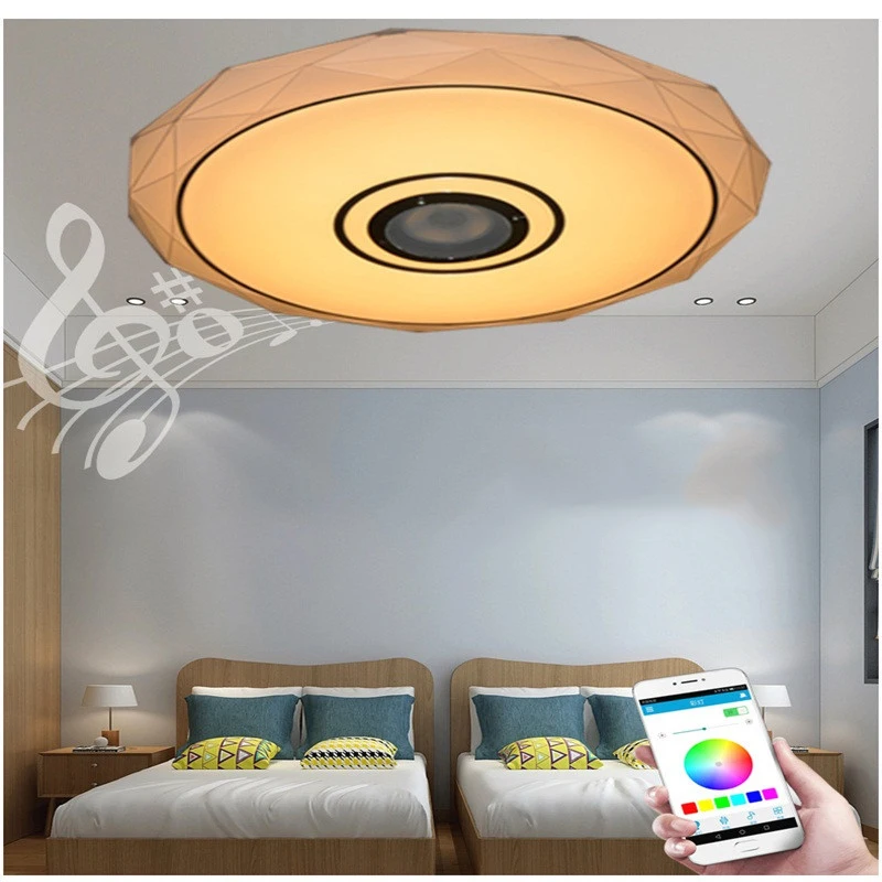 

LED Music Ceiling Light 220V Remote Dimmable APP Smart RGB Bluetooth Speaker Lamp for Home Party Bedroom Colorful Lighting