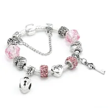 Модные ювелирные браслеты, DIY браслет из сплава с бусинами, в форме сердца брелок подарок на день Святого Валентина