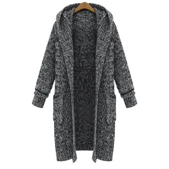 

Thicken sweater women Hooded cardigan women long coat knitted winter clothes girls sweaters