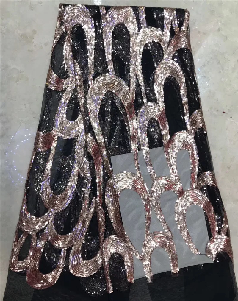 

H-198601 embroidered Mesh Tulle fabric Factory price sequins Nigerian lace fabrics