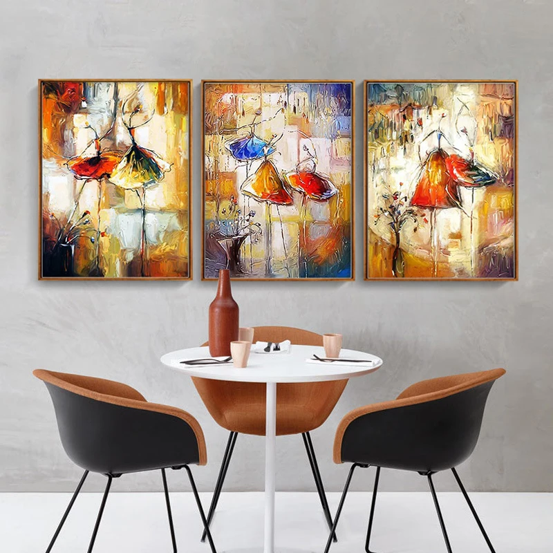 Абстрактная фигурка женщины балерины холст постер печать распылитель цветная