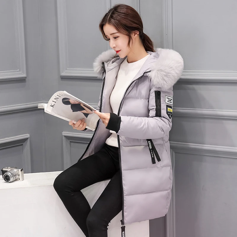 ##BUY Winter Down Cotton Women Jacket Long Coat Parkas Thickening Female Warm Clothes Rabbit Fur Collar High Quality Jacket Ukraine