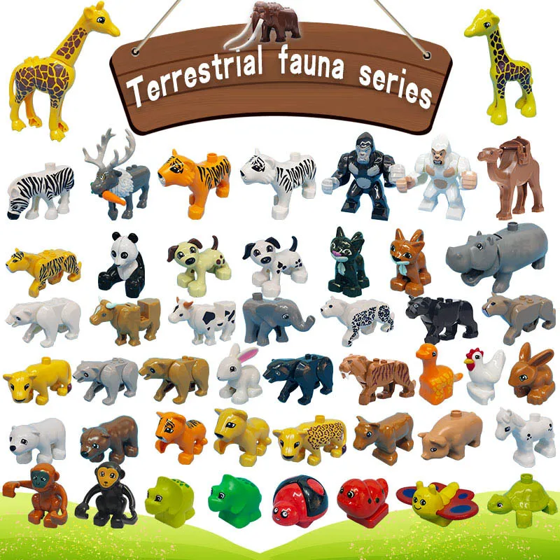 

1PCS Animal Series Model Panda Zebra Dog Cat Rabbit Big Shark Monkey Building Blocks Educational Toys for Kids Children Gifts