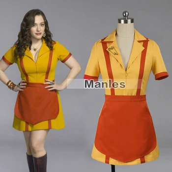 

TV 2 Broke Girls Costume Max Cosplay Max Caroline Waitress French Maid Uniform Halloween Costumes For Women Yellow Fancy Dress