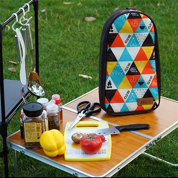 

National Style Camp Kitchen Utensil Organizer Travel BBQ Cookware Utensils Kit Cutting Board|Rice Paddle|Tongs|Scissors