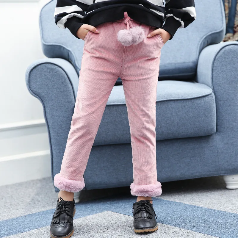 Зимняя одежда штаны для девочек обтягивающие джинсы плюшевые теплые штаны эластичные джинсовые меховые леггинсы узкие брюки для девочек детские брюки - Цвет: pink warm