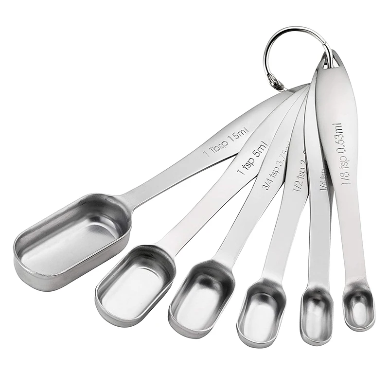 6 pcs/set Measuring Spoons Stainless Steel Seasoning Coffee Tea Measuring Spoons With Scale Bakery Tool Kitchen Supplies