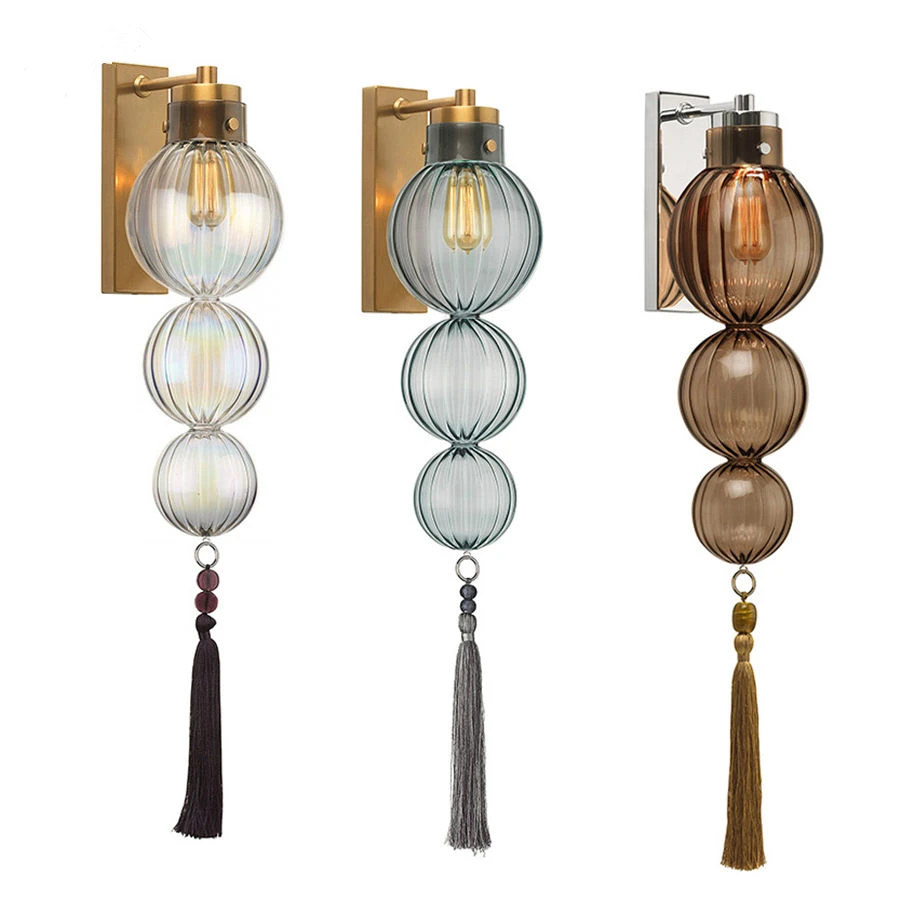 

Modern Nordic Danish All Copper Gourd Led Wall Lamp Glass Baby's Most Illuminant Model Living Room Dining Room Mirror Wall Lamp