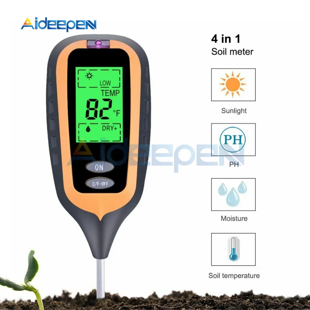 3/4/5 в 1 измеритель кислотности почвы тестер PH измеритель влажности Температура влажность интенсивность солнечного света анализ измерений кислотности и щелочи