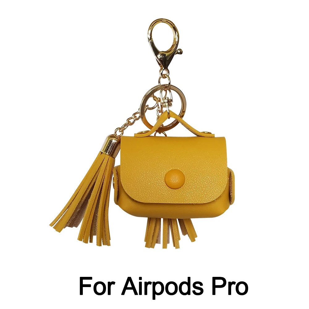 Yellow airpods 3 Кожаный чехол для Apple Airpods Pro 3, брелок для наушников, чехол для AirPods 3 2 1, чехол для зарядки s Box, защитная сумка, аксессуары - Цвет: Yellow airpods 3