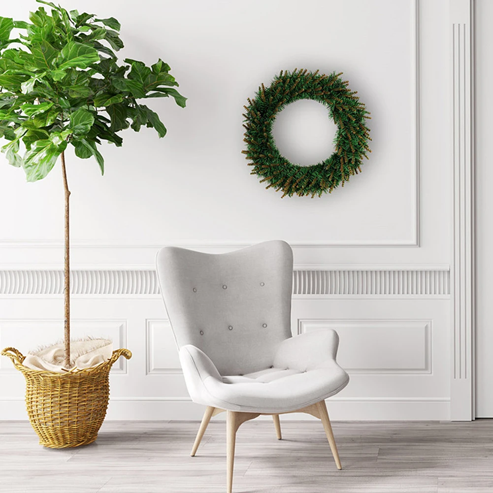 30/40cm Xmas Tree Hanging Artificial Green Flower Wreath with Light Christmas Party Decor Flower Garland Pendant Home Ornament