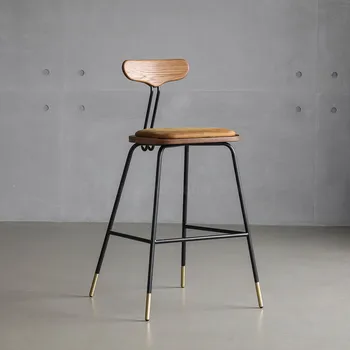 

Modern Bar Stools for Home Bar Stool Nordic Minimalist Iron Solid Wood Retro Industrial Style Bar Chairs Chair