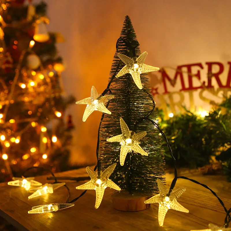 

Led Solar Energy Starfish Lamp String Outdoor Waterproof Star Garden Lights Lighting Christmas Panels Battery Energy Prod