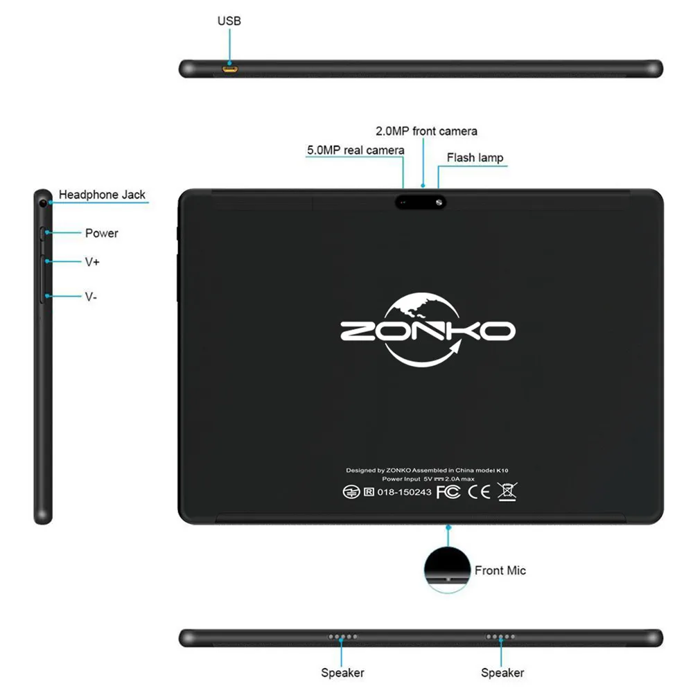  2020 new tablet 10 inch octa-core Android 9.0 system 2g RAM 32g ROM gaming tablet built-in 5GWifi p