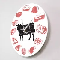 Angus Beef Chart Minimalist Wall Clock Steak House Farmhouse Kitchen Wall Art Silent Quartz Clock Cow Meat Cut Butcher Art Clock 2