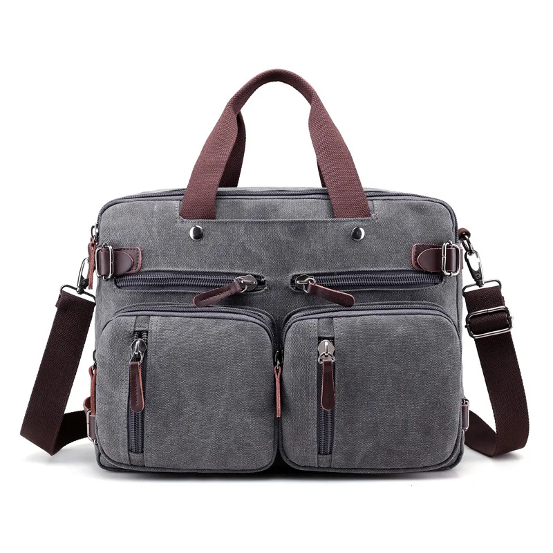 WOBAG Мужская модная дорожная сумка через плечо сумка Холщовая Сумка большой портфель большая Повседневная Деловая мужская сумка для ноутбука - Цвет: Gray