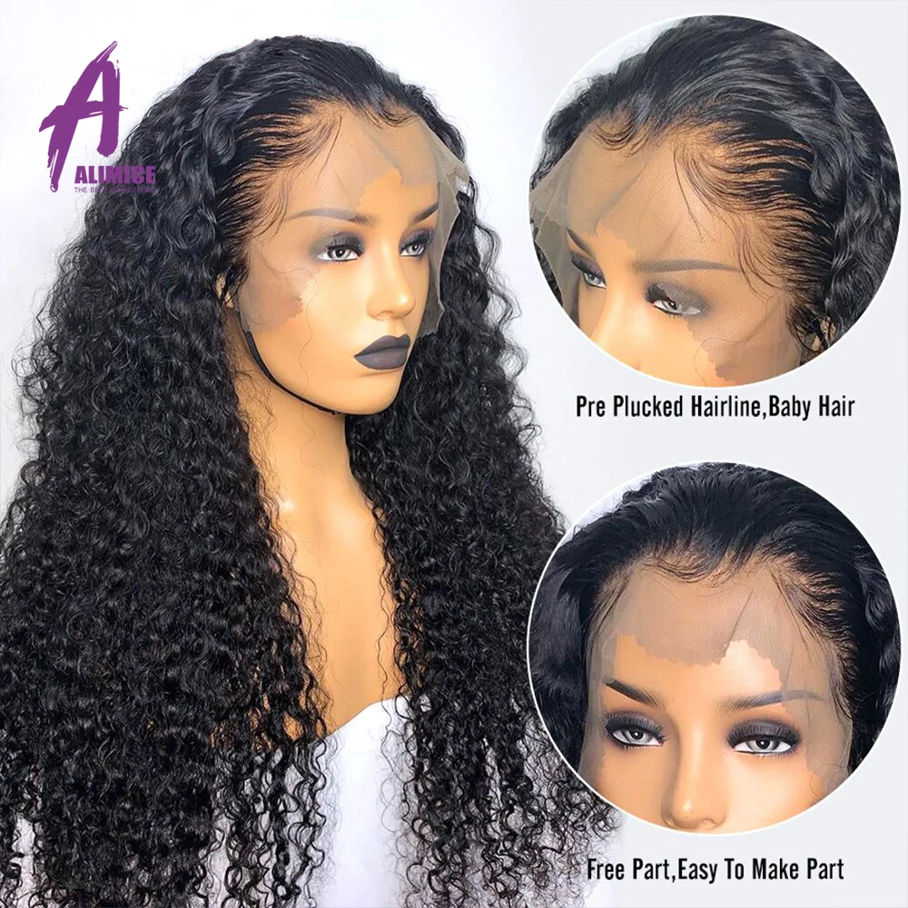 13x4 Curly Human Hair Wig Malaysian Lace Front Human Hair Wigs With Pre Plucked Baby Hair Alimice Remy Hair 8-24inch Lace Wigs