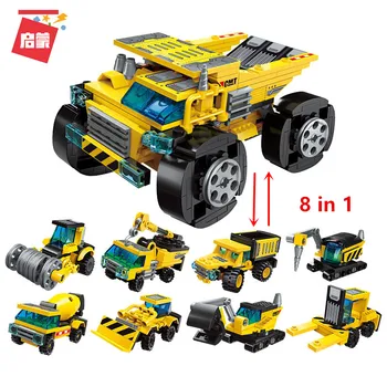 

Enlighten Mini Building Blocks Deformation Trucks Helicopter Bricks Technic City Blocks Toys For Boys Xmas Gifts 8 in 1