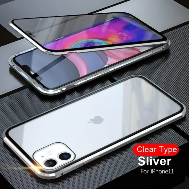 Двусторонний стеклянный Магнитный чехол для iPhone 11 Pro Max XS MAX XR XS 8 Plus 7 Plus X 10 9 Plus Магнитный откидной Чехол