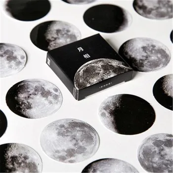 

45pcs/Pack Cartoon Black White Moon Sticker Children Toys Anime Gift for DIY Book Laptop Mobile Phone Skateboard Kids Stickers