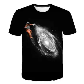 

Space Astronaut T-Shirt Men's Crazy T-Shirt Astronaut Top and Tee Party T-Shirt Black Short Sleeve Clothes Cartoon Shirt Summer